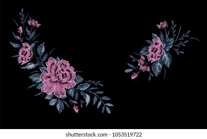 Embroidery for fashion clothes, textiles, prints, t-shirt design