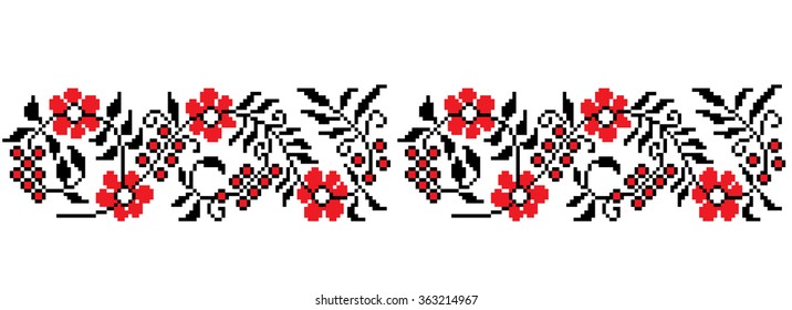embroidery floral  border  seamless