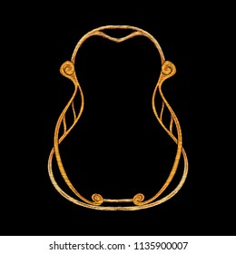 Embroidery with floral decorative elements In art nouveau style, vintage, old, retro style on black background. Vector illustration.