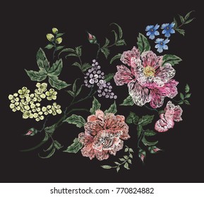 Hand Painted Artistic Botanical Floral Motif Stock Illustration 1841757034