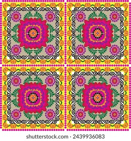 Embroidery floral pattern.  Uzbekistan suzani national ornament for textile embroidery.Design for home decorative and fashion industry, embroidery product ,fabric,background,clothes.