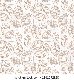 Embroidery floral seamless pattern on linen cloth texture  for textile, home decor, fashion, fabric.   