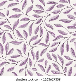 Embroidery floral seamless pattern on linen cloth texture  for textile, home decor, fashion, fabric.  stitches imitation  