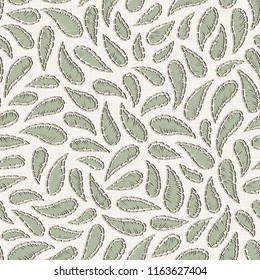 Embroidery floral seamless pattern on linen cloth texture  for textile, home decor, fashion, fabric.  stitches imitation  