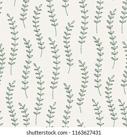 Embroidery floral seamless pattern on linen cloth texture  for textile, home decor, fashion, fabric.  stitches imitation  