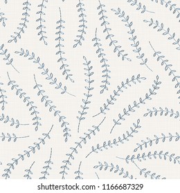 Embroidery floral seamless pattern on linen cloth texture  for textile, home decor, fashion, fabric.  stitches imitation  