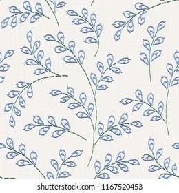 Stickerei florale nahtlose Muster auf Leinen Tuch Textur für Textil, Home-Dekor, Mode, Stoff.  Maschen-Imitation  