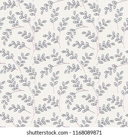 Embroidery floral seamless pattern on linen cloth texture  for textile, home decor, fashion, fabric.  stitches imitation  
