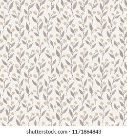 Embroidery floral seamless pattern on linen cloth texture  for textile, home decor, fashion, fabric.  stitches imitation  