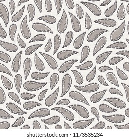Embroidery floral seamless pattern on linen cloth texture  for textile, home decor, fashion, fabric.  stitches imitation  