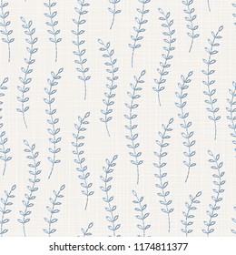 Embroidery floral seamless pattern on linen cloth texture  for textile, home decor, fashion, fabric.  stitches imitation  