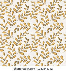 Embroidery floral seamless pattern on linen cloth texture  for textile, home decor, fashion, fabric.   