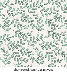 Embroidery floral seamless pattern on linen cloth texture  for textile, home decor, fashion, fabric.  stitches imitation  