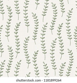 Embroidery floral seamless pattern on linen cloth texture  for textile, home decor, fashion, fabric.  stitches imitation  