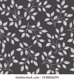 Embroidery floral seamless pattern on linen cloth texture for textile, home decor, fashion, fabric. Stitches imitation