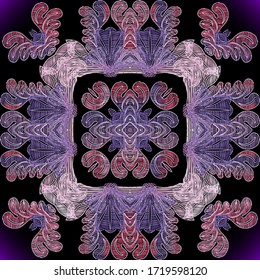 Vector floral de bordado sin fisuras. Fondo de grunge colorido. Papel tapiz. Alfombra. Tela. Flores texturadas de estilo étnico, hojas. Ornamentos de ajuste. Textura sin fin bordada.