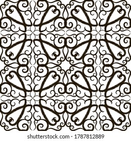 Embroidery floral vector seamless pattern. Line art grunge hand drawn flowers. Tapestry vintage lacy ornament. Embroidered flowers with leaves, swirls and lines.  Ornate black and white textured background.