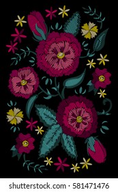 Embroidery flower design graphics fashion wearing.