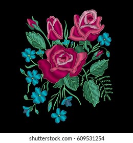 Embroidery flower design graphics fashion wearing.