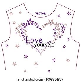 Embroidery flower pattern in heart shape