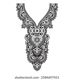 embroidery flower woman neck design