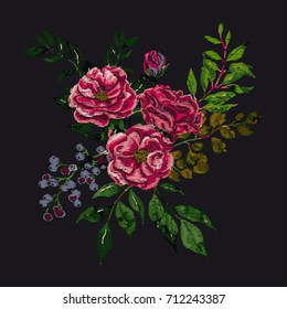 Embroidery with flowers.