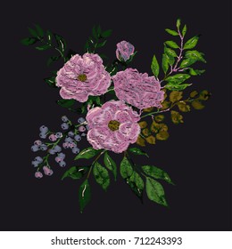 Embroidery with flowers.