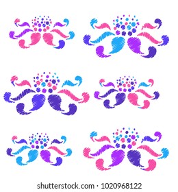 Embroidery. Flowers in a Decorative Style. Vector illustration.