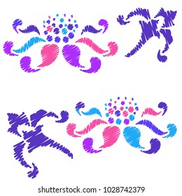 Embroidery. Flowers in a Decorative Style. Vector illustration.