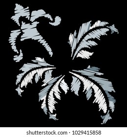 Embroidery. Flowers in a Decorative Style. Vector illustration.