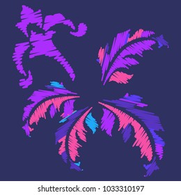 Embroidery. Flowers in a Decorative Style. Vector illustration.