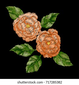 Embroidery with flowers. Fashion print. Vector,