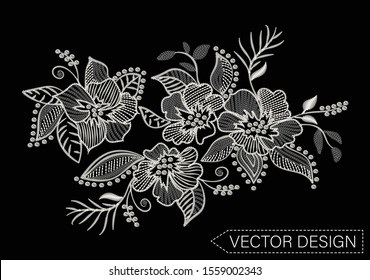 embroidery flowers graphic vector t shirt print