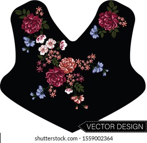embroidery flowers graphic vector t shirt print