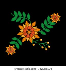 embroidery with flowers textile traditional fashion