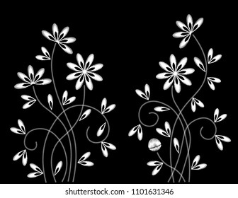 Embroidery Flowers Vector Design