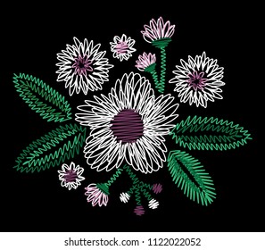 Embroidery Flowers Vector Design