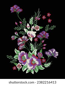 Embroidery Flowers vector graphic design