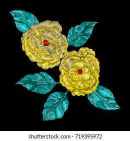 Embroidery with flowers.Vector.