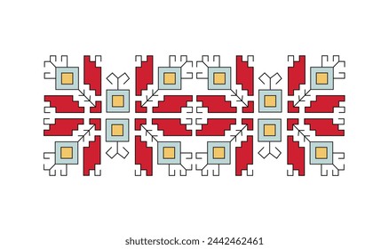 Embroidery, folk motif, element - vector, icon.