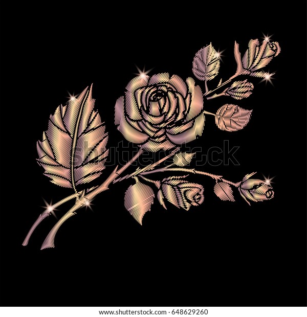 Embroidery golden rose.