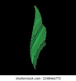 Constructor de hojas de planta verde de bordado. Ornamento floral vectorial hecho a mano sobre fondo oscuro. Bordados para productos de moda. Elegante diseño de baldosas, mejor para tejidos impresos o papel y más.