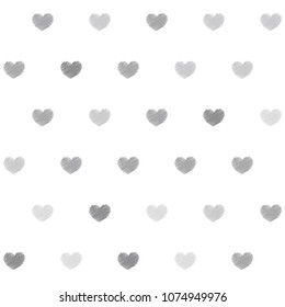 embroidery hearts seamless vector pattern. love symbols with machine embroidered texture on white background, stitch effect heart Illustration. abstract graphic design.