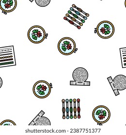 embroidery hobby fabric fashion vector seamless pattern thin line illustration