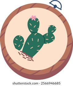 Embroidery hoop with cactus pattern