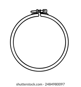 Embroidery Hoop Vector illustration on a white background. Hand drawn outline Doodle Icon. Perfect for Manual stitching and Needlework Crafting and Sewing Hobby projects. Frame for web, mobile and