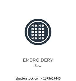 Vector de icono de bordado. Icono de bordado plano de moda de la colección de coser aislado en fondo blanco. La ilustración vectorial se puede utilizar para diseño gráfico web y móvil, logotipo, eps10