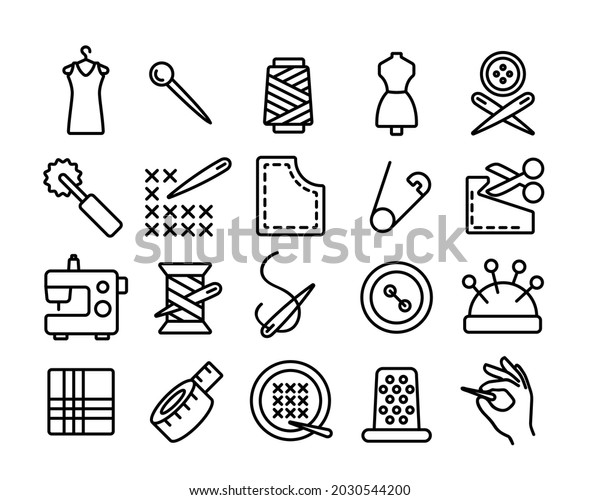 Embroidery icons set.\
Sewing icons\
collection