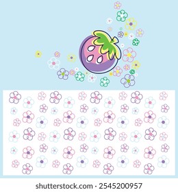 embroidery idea with fruits flower image for kids t-shirt. vector illustration