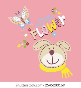 embroidery idea with rabbit image for kids t-shirt. vector illustration